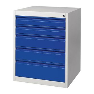 OEM Armario De Cajones Bk 600 H800xan600xf600mm Gris / Azul 5 Cajones, Extra&iacute;ble