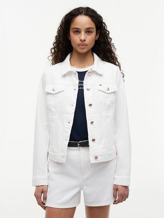 Tommy Hilfiger Womens Slim Fit White Stretch-Denim Jacket - White - XXL
