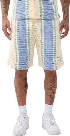 True Religion Stripe Knit Shorts in Winter White/blue at Nordstrom, Size Xx-Large