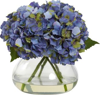 Nearly Natural Large Blooming Hydrangea With Vase