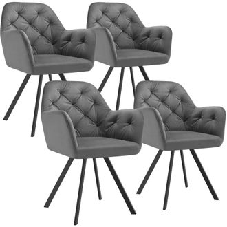 TecTake Armchair Lucia Set Of 4 - Anthracite in Dark Grey | Size: 4 Pack