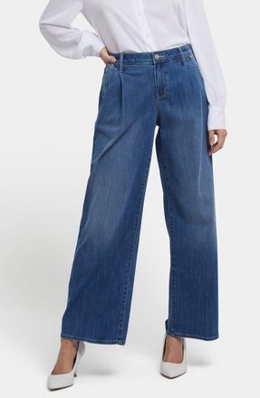 NYDJ Teresa Pleated Wide Leg Jeans in Romantic Indigo at Nordstrom, Size 00