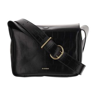 Jil Sander Calfskin Leather Shoulder Bag with Logo
