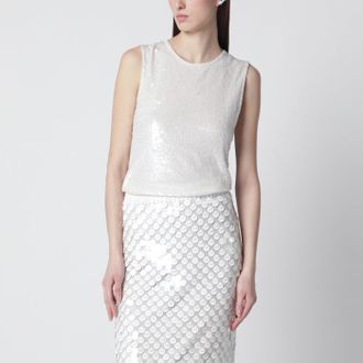 P.A.R.O.S.H. White Sequin Top