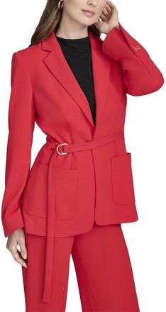 Halston Heritage Belted D-Ring Blazer