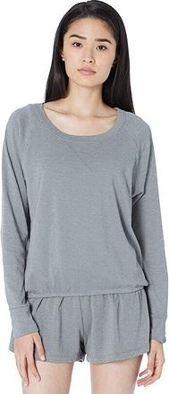 bobi Top Womens Gray Round Neck Long Sleeve Pullover JDM790