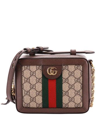 Gucci Brown Gg Coated Canvas Ophidia Zip Around Camera Bag Mini (Authentic Pre-Loved)