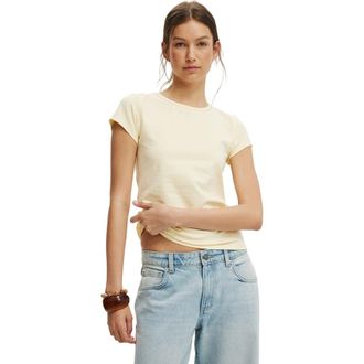 Cotton On Womens Longline Crew Short Sleeve Tee in Vanilla Glow at Nordstrom, Size Medium