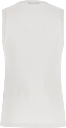 Balmain Womens White Cotton Tank Tops