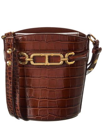 Tom Ford Whitney Small Croc-Embossed Leather Bucket Bag