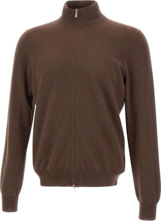 Gran Sasso Half-zip Sweater - Heren - Vesten - Bruin - 3XL - Wol - Truien & Vesten