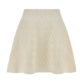 Balmain Flared Crocodile-Knit Skirt - female - Balmain - Short Skirts - White - XS - Skirts