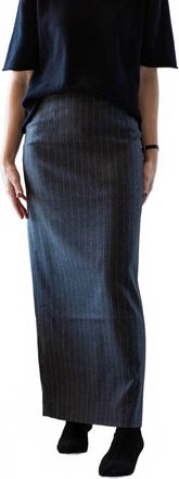 House of Dagmar Pencil Maxi Skirt In Grey Pinstripe