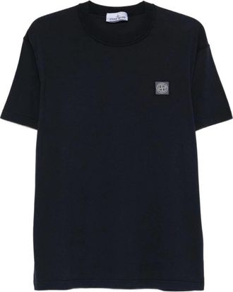Stone Island Patch Logo Katoenen T-shirt - Heren - T-shirts - Blauw - 2XL - Katoen - Tops