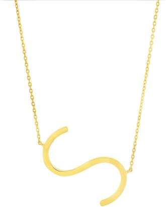 MAX + STONE 14k Yellow Gold Plated Sterling Silver Large Sideways Block Initial Letter