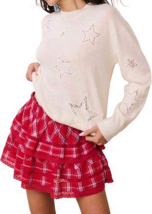 LoveShackFancy Westcott Wool-Cashmere Lace Star Pullover In Ivory