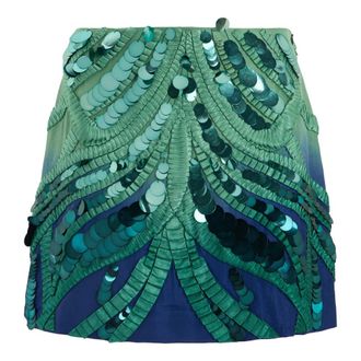 Alberta Ferretti Mini Skirt with Appliqu&eacute;s in Sequins - female - Alberta Ferretti - Short Skirts - Green - S - Skirts
