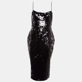 Alex Perry Black Sequin Sleeveless Dress