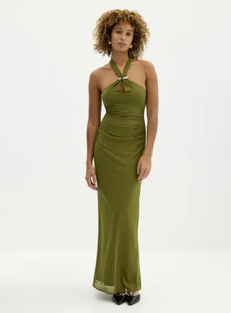 Ever New Womens Jayni golden pin long halter dress