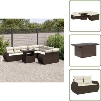 vidaXL Cuscini da seduta - vidaXL Set Divani da Giardino 10pz con Cuscini in Polyrattan Marrone - Rattan PE