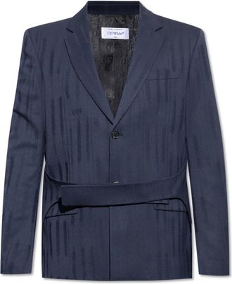 Off-white Single-breasted Blazer - Heren - Blazers - Blauw - XL - Wol - Jassen