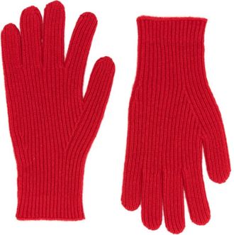 Toteme knitted cashmere gloves - Rood
