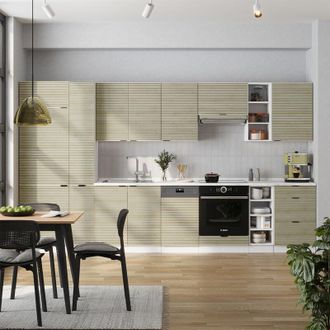 Vicco Mueble De Cocina Fame-line, Panel Roble/blanco, 355 Cm Sin Encimera