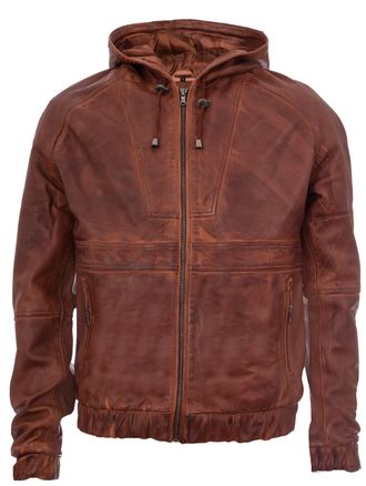 Infinity Leather Mens Zipped Hooded Bomber Biker Jacket - Tan - Size X-Small
