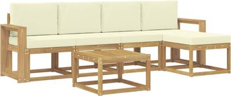 vidaXL Conjunto De Sof&aacute;s De Exterior 6 Uds. Blanco Y Crema Vidaxl