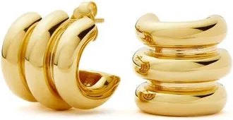 Missoma Chubby Triple Ridge Small Hoop Earrings in Gold at Nordstrom