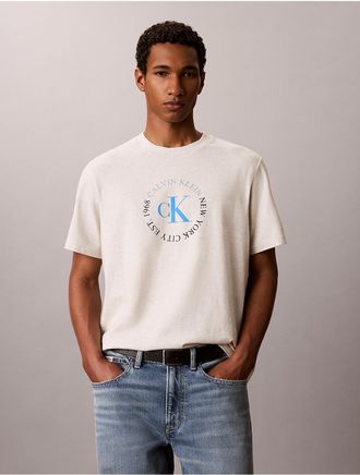 Calvin Klein Jeans Calvin Klein Mens Circle Logo Monogram Graphic Tee - Grey - 2XL