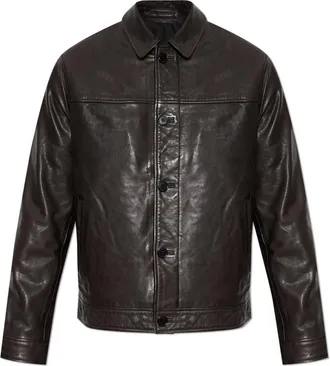 AllSaints Jassen, Heren, Bruin, 2Xl, Leer, Nates Leren Jas