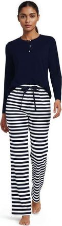 Lands End Knit 2 Piece Pajama Set - Long Sleeve Top and Pants in Light Sea Blue Tiny Floral at Nordstrom, Size Xx-Small