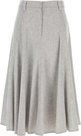 Brunello Cucinelli Grey Solid Midi Skirt