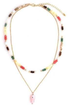 Panacea 2-Row Fish Pendant Necklace in Gold Multi at Nordstrom