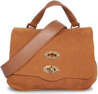 Zanellato Bruine su&egrave;de Postina tas met draaislot - Dames - Handtassen - Bruin - ONE Size - Su&egrave;de - Tassen