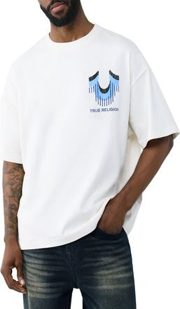 True Religion Retro Logo Oversize Cotton Graphic T-Shirt in Winter White at Nordstrom, Size Xxx-Large