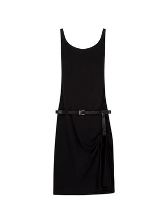 Coperni Black Sleeveless Fitted Ruched Mini Dress
