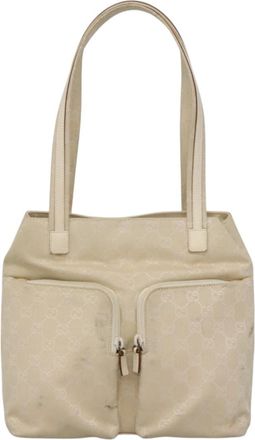 Gucci Gg Canvas Beige Canvas Shoulder Bag (Pre-Owned)