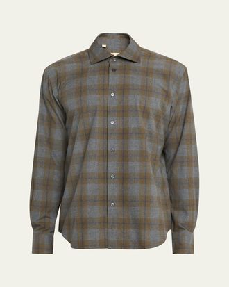 Maurizio Baldassari Mens Classic-Fit Cotton Plaid Button-Down Shirt