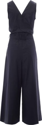 Max Mara Womens Sleeveless Jumpsuit Navy Blue Cotton Evening Suits