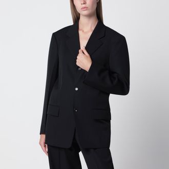 Bottega Veneta Giacca monopetto in lana grain de poudre nera