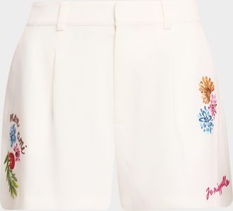 Cinq &agrave; Sept Emmie Embroidered Vine Shorts