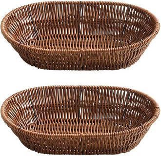 OEM 2 Cestas De Pan De Mimbre, Bandejas Para Servir Comida Sobre La Mesa, Cesta De Almacenamiento Tejida A Mano Para Fruta En El Restaurante Y
