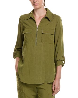 Anne Klein Petite Half Zip Collar Shirt