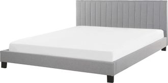 Beliani Cama Tapizada Gris 180 X 200 Cm Con Estructura Cabecero Decorativo Poitiers