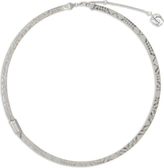 Burberry Collana con motivo a quadri inciso - Argento