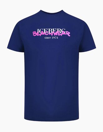 Iceberg Mens Ice Iceberg Beachwear Logo Navy Blue T-Shirt - Size: 42