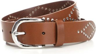 Isabel Marant Liliana Studded Leather Belt - female - Isabel Marant - Belts - Brown - 90 CM - Accessories