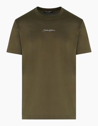 Dolce & Gabbana Mens EMBROIDERED LOGO T SHIRT - Tan - Size: 52